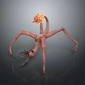 Fantasy Creature Character With Long Thin Legs And Orange Fruit Like Head Design 3d model