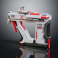 Futuristic Sci-Fi Weapon Silver And Red Body With Modern Design Grip And Number 27 Detail