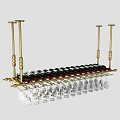 Modern Gold Wine Cabinet With Hanging Wine Glasses And Bottles