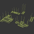 Structural Building Reinforced Steel Frame With Rebar Grid And Support Beams