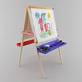 Kids Wooden Easel With Colorful Paints Brushes And Drawing Paper Art Supplies