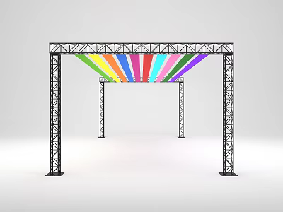 Modern Metal Truss Structure With Colorful Rainbow Strips For Event Decoration 3d model