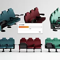 Multicolored Public Theater Seats With Blue Red Green Design And Comfortable Backrests