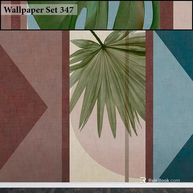 Modern Decorative Component With Geometric Patterns Palm Leaf And Color Block Design 3d model 