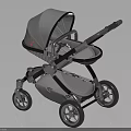 Modern Baby Stroller Design With Gray Canopy Black Silver Frame And Four Wheels