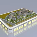 Commercial Building Model Display Equipment With Neatly Arranged High Rise Buildings Greenery And Decorative Base
