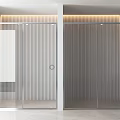 Modern Bathroom Shower Enclosure With Glass Doors Vertical Striped Design And LED Lighting