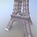 Eiffel Tower Iconic Metal Lattice Structure With Tall Spire And Four Base Legs 3d model