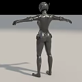Game Movie Character In Black Tight Armor With Helmet Extended Arms Sci Fi