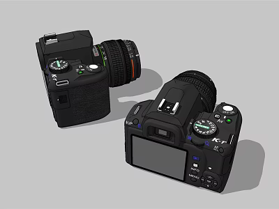 Black Digital Cameras With Lens LCD Screen Control Buttons And Knobs 3d model