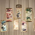 Japanese-style lantern bamboo lantern 3d model