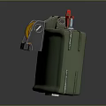 Practical Green Storage Container With Red Button And Blue Accent For Home Organization