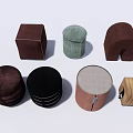 Different Shaped and Colored Ottomans with Various Designs for Home Use 3d model