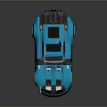 Blue Sports Car Streamlined Design With Black Stripes Shiny Wheels And Reflective Surface