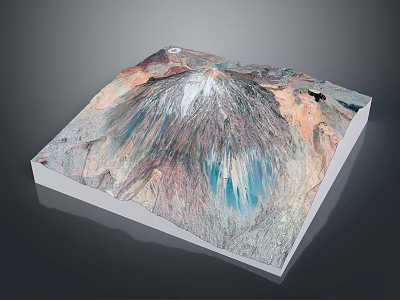 3D Landscape Model of Mountain with Snow Peak and Colorful Terrain Texture 3d model