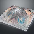 3D Landscape Model of Mountain with Snow Peak and Colorful Terrain Texture