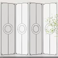 Modern Folding Room Divider Screen With Circular Patterns And White Panels 3d model