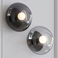 Modern Round Wall Lamps With Transparent Black Glass Illuminated Interior Design