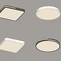 Modern Ceiling Lights With Square Round Shapes Black White Stylish Design 3d model