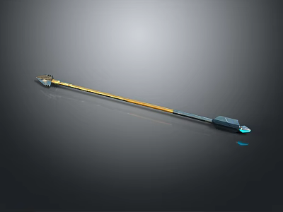 Yellow And Black Long Rod Tool With Metal Tip And Blue Light End 3d model