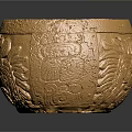 Golden Hand Carved Decorative Bowl With Intricate Patterns And Metallic Texture