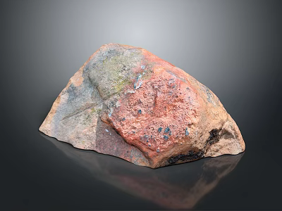 Natural Wood Stone With Rustic Textured Surface And Earthy Red Green Gray Tones 3d model