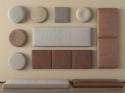 Upholstery Cushion Pads In Assorted Shapes And Neutral Tones For Furniture 3d model