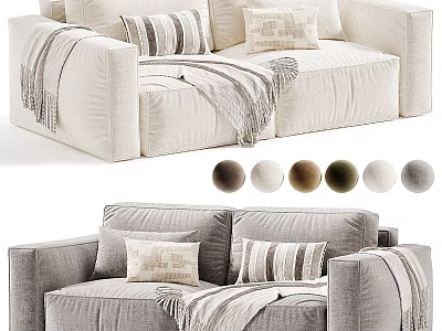 Cozy Sofa Set With Striped Pillows Knitted Blanket And Multiple Color Options 3d model