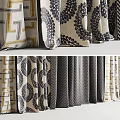 Stylish Curtains With Geometric Patterns And Neutral Tones For Home Interior Design