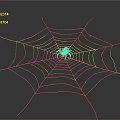 Black Spider With Red Mark On Web Gray Background And Water Droplets