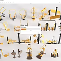 Various Fitness Exercise Equipment With Different Training Tools And Designs 3d model