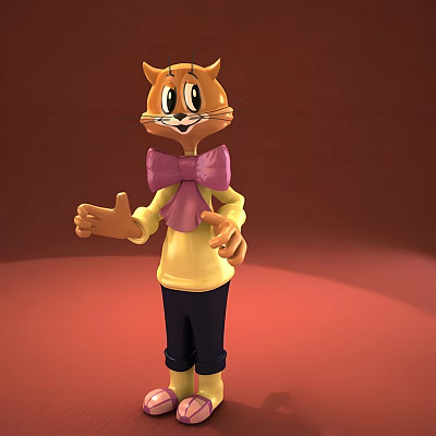 cartoon cat ip dp point animal game character kitty walking cat 3d model