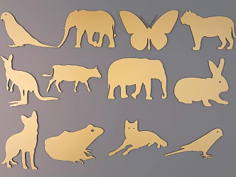 Animal silhouette metal carved animal pattern 3d model