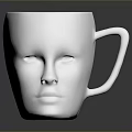 Creative White Face Shaped Ceramic Mug With Handle For Daily Use