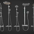 Various Modern Shower Head Systems With Handheld And Overhead Options 3d model