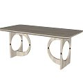 Modern Wooden Dining Table With Rectangular Top And Circular Hollow Legs