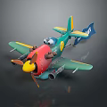 Cartoon Style Airplane Model Featuring Green Yellow Red Blue Colors NAF On Tail And Propeller