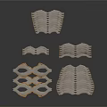 Ornamental Architectural Components With Wavy Layered Panels And Geometric Cutout Designs