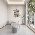Modern Hair Salon Interior With World Map Wall Decor Arched Mirrors And White Salon Chairs