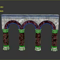 Classical Architectural Scene Component With Arched Design And Marble Columns