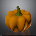 Plump Fresh Orange Pumpkin With Green Stem On Dark Background