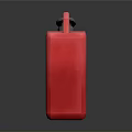 Red Gasoline Can With Red Handle And Black Cap Isolated On Gray Background