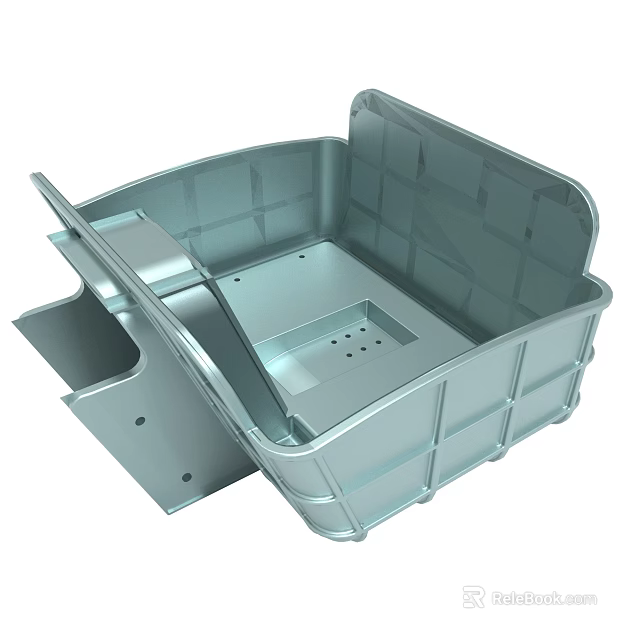Metal Container Component With Side Extensions And Bottom Holes Design 3d model