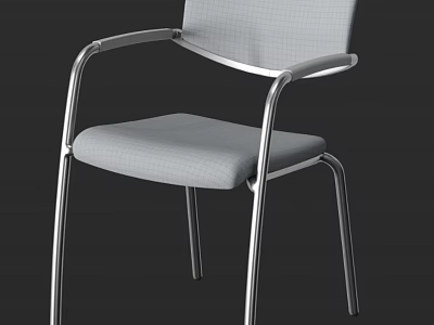 Modern Leisure Chair With Gray Fabric Seat And Backrest And Silver Metal Armrests And Legs 3d model