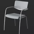 Modern Leisure Chair With Gray Fabric Seat And Backrest And Silver Metal Armrests And Legs