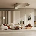 Modern Living Room Interior With White Sofa Brown Throw Blanket Coffee Table Floor Lamp Fireplace