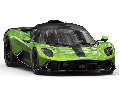 Green Sports Car With Modern Design Black Stripes And Sleek Aerodynamic Body 3d model