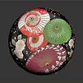 Colorful Patterned Cylindrical Storage Box With Traditional Floral Motifs And Decorative Bands