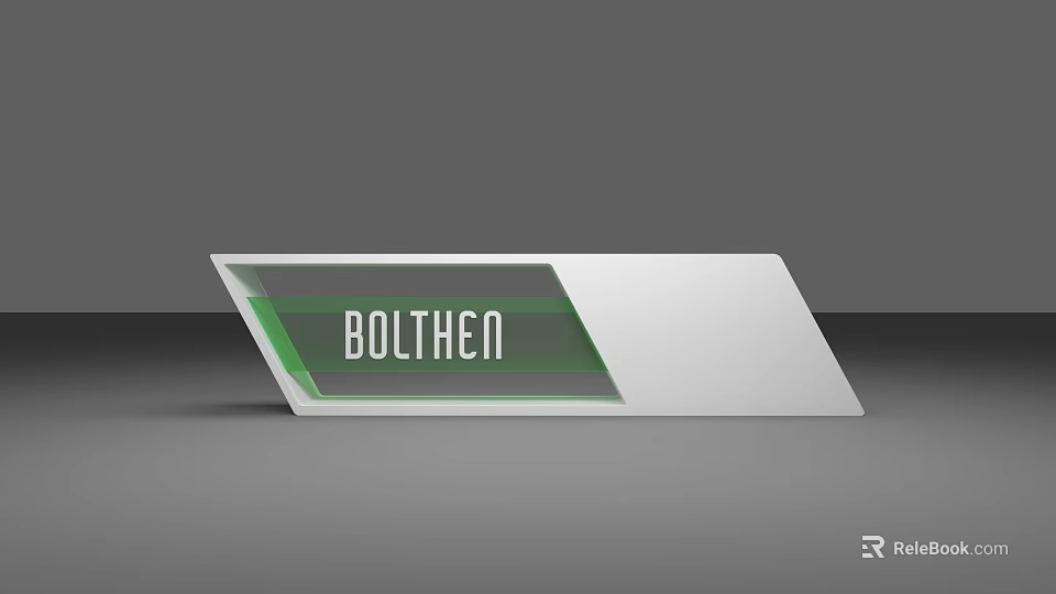 Modern White And Green Reception Desk With BOLTHEN Logo Design 3d model 