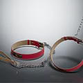 Leather Restraint Gear With Red And Beige Straps And Metal Chain